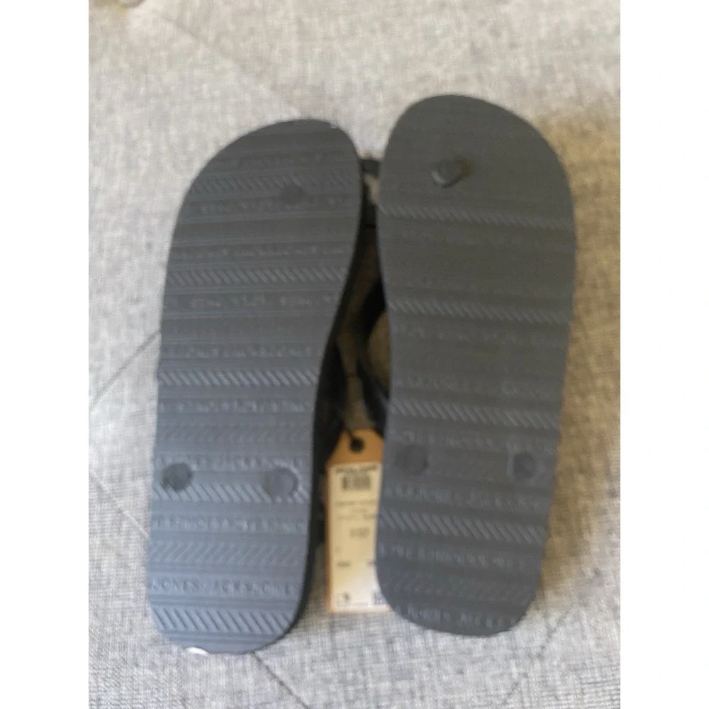 New Jack & Jones Mens Sz 9/10 Flip Flops Black Beach Scene Surfer  Palm Tropical